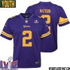 Alan Page No 88 Minnesota Vikings Super Bowl Lviii Alternate Game Jersey Purple For Youth – Replica