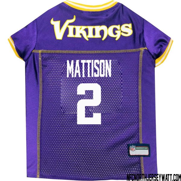 Alexander Mattison No 2 Purple Minnesota Vikings Dog Jersey – Replica