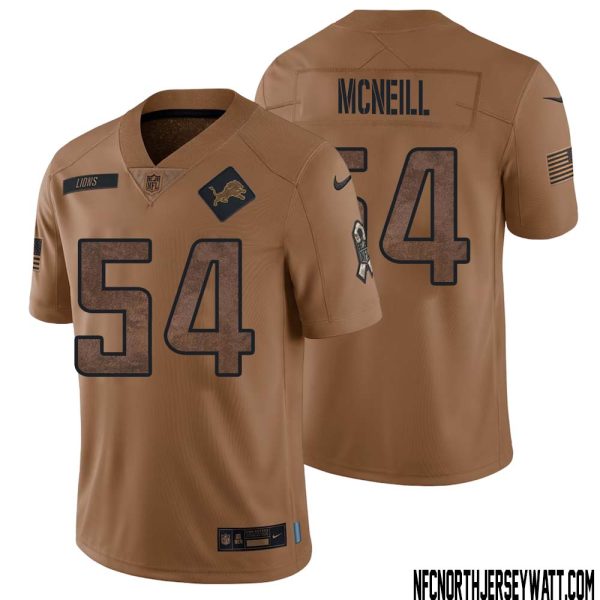 Alim McNeill No 54 Men Brown Detroit Lions 2023 Salute To Service Retired Player Limited Jersey – Replica