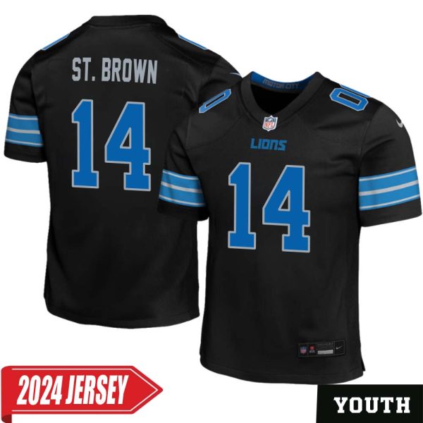Amon-Ra St. Brown No 14 Youth’S Detroit Lions 2Nd Alternate Vapor F.u.s.e. Limited 2024 Jersey – Black