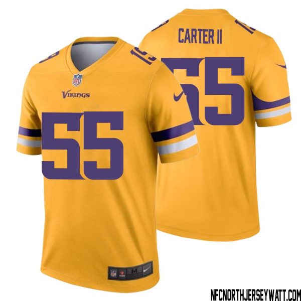 Andre Carter Ii No 55 Men Minnesota Vikings Gold Inverted Legend Jersey – Replica