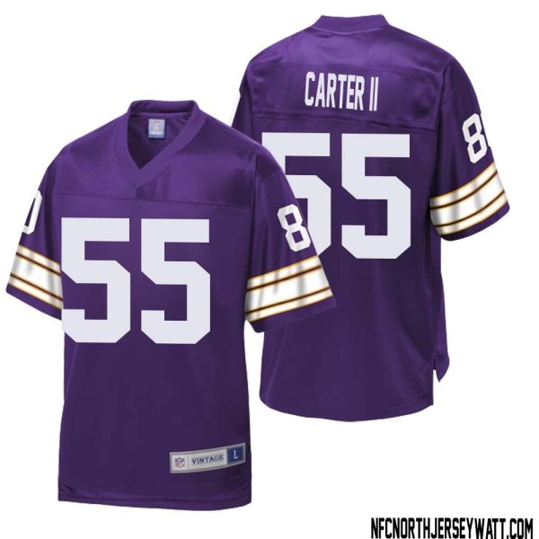 Andre Carter Ii No 55 Men Nfl Pro Line Purple Minnesota Vikings Retired Player Replica Jersey
