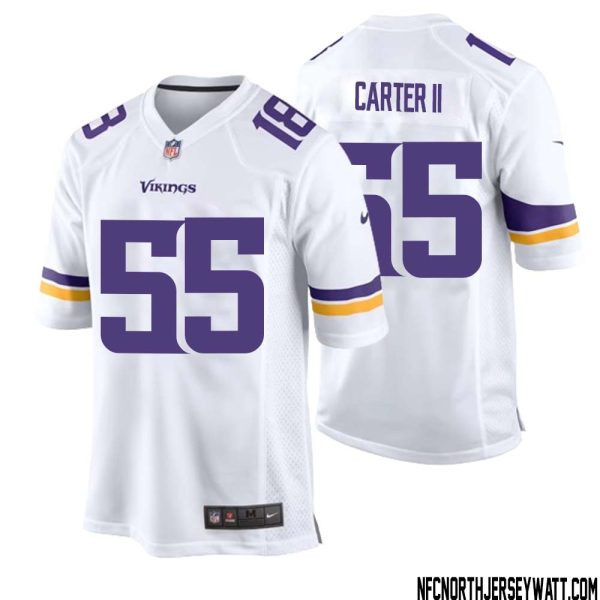 Andre Carter Ii No 55 Men White Minnesota Vikings Game Player Away Jersey – Replica