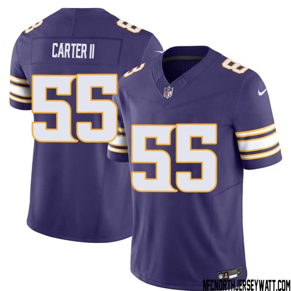 Andre Carter II No 55 Mens Purple Minnesota Vikings Vapor F.U.S.E. Limited Jersey- Replica