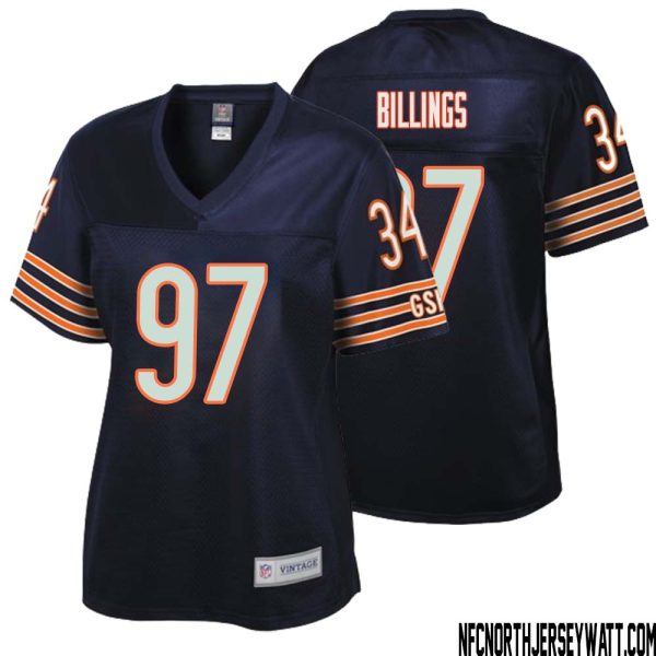 Andrew Billings No 97 Women Nfl Pro Line Navy Chicago Bears Retired Player Replica Jersey