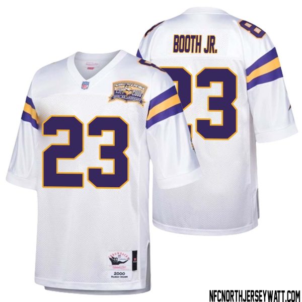 Andrew Booth Jr. No 23 Men Mitchell & Ness White Minnesota Vikings Authentic Throwback Retired Player Jersey- Replica