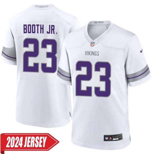 Andrew Booth Jr. No 23 Men’S Minnesota Vikings White Alternate Custom Game 2024 Jersey