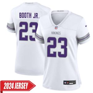 Andrew Booth Jr. No 23 Woman’s Minnesota Vikings White Alternate Custom Game 2024 Jersey