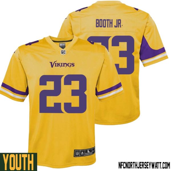 Andrew Booth Jr. No 23 Youth Minnesota Vikings Gold Inverted Legend Jersey – Replica
