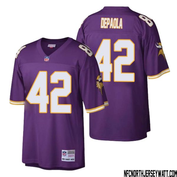 Andrew Depaola No 42 Men Mitchell & Ness Purple Minnesota Vikings Retired Player Legacy Replica Jersey