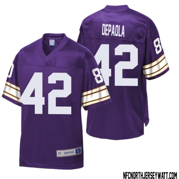 Andrew DePaola No 42 Men NFL Pro Line Purple Minnesota Vikings Retired Player Replica Jersey