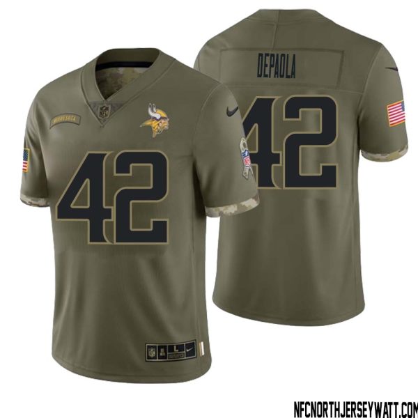 Andrew Depaola No 42 Men Olive Minnesota Vikings 2022 Salute To Service Retired Player Limited Jersey – Replica