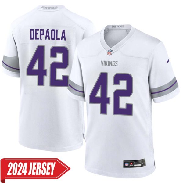 Andrew Depaola No 42 Men’S Minnesota Vikings White Alternate Custom Game 2024 Jersey