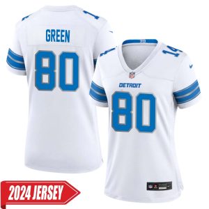 Antoine Green No 80 Woman’s Detroit Lions Away Game 2024 Jersey – White