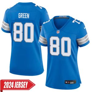 Antoine Green No 80 Woman’s Detroit Lions Home Game 2024 Jersey – Blue