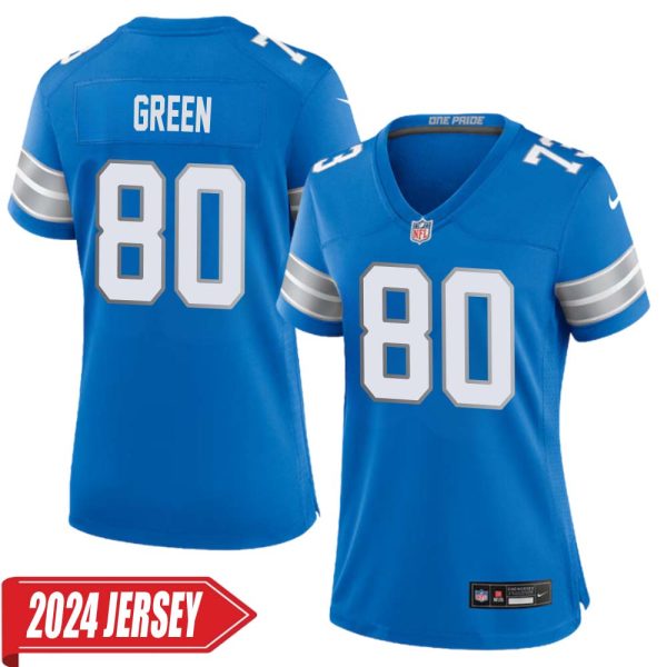 Antoine Green No 80 Woman’S Detroit Lions Home Game 2024 Jersey – Blue