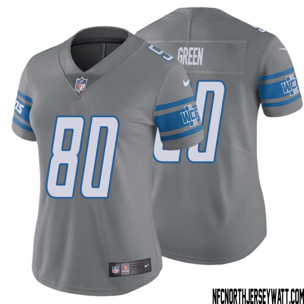 Antoine Green No 80 Women Steel Detroit Lions Vapor Untouchable Color Rush Limited Player Jersey – Replica