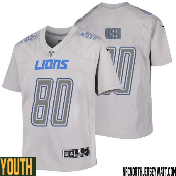 Antoine Green No 80 Youth Gray Detroit Lions Atmosphere Fashion Game Jersey – Replica