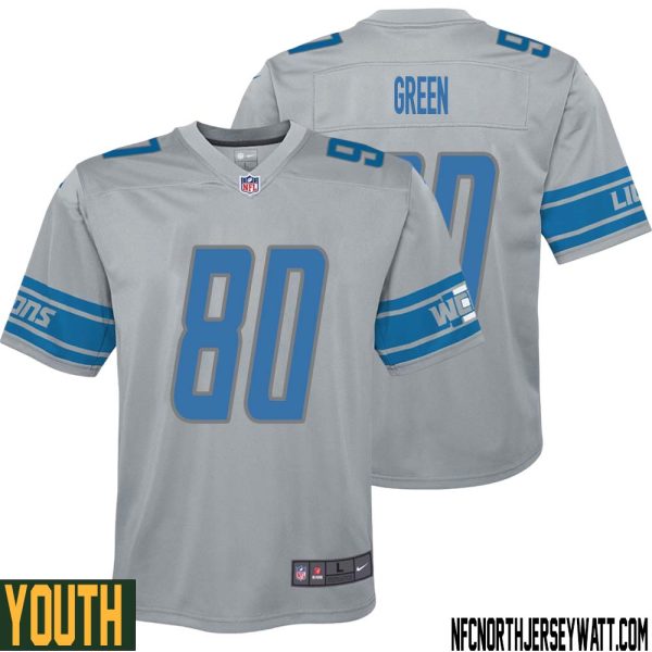Antoine Green No 80 Youth Steel Detroit Lions Vapor Untouchable Color Rush Limited Player Jersey – Replica