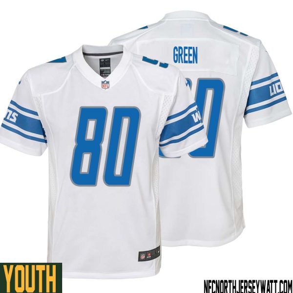 Antoine Green No 80 Youth White Detroit Lions Player Away Game Jersey – Replica