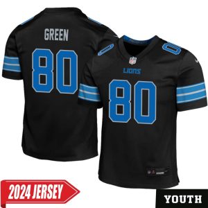 Antoine Green No 80 Youth’s Detroit Lions 2nd Alternate Vapor F.U.S.E. Limited 2024 Jersey – Black