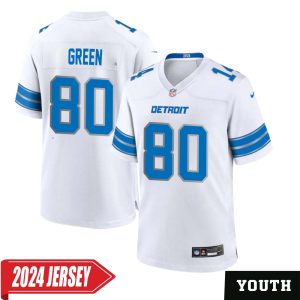 Antoine Green No 80 Youth’s Detroit Lions Away Game 2024 Jersey – White