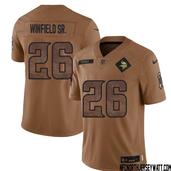 Antoine Winfield Sr. No 26 Men Brown Minnesota Vikings 2023 Salute To Service Limited Jersey – Replica