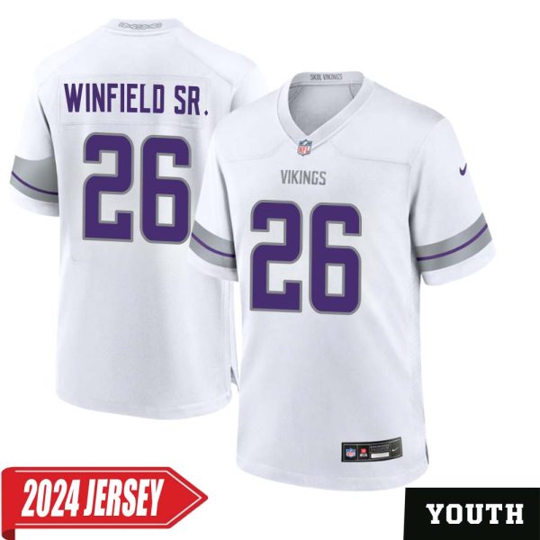Antoine Winfield Sr. No 26 Youth’S Minnesota Vikings White Alternate Custom Game 2024 Jersey