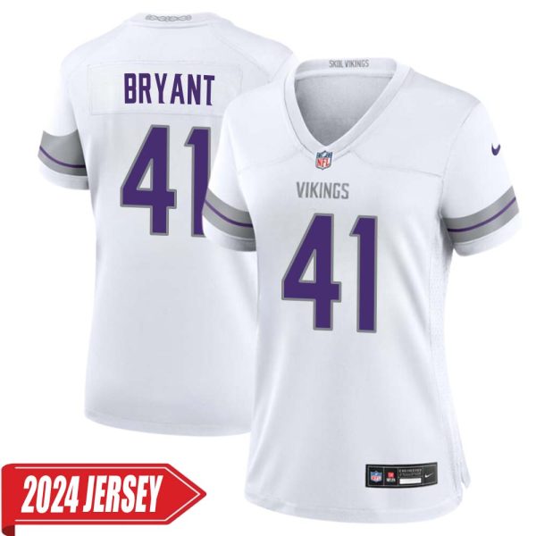 Austin Bryant No 41 Woman’S Minnesota Vikings White Alternate Custom Game 2024 Jersey