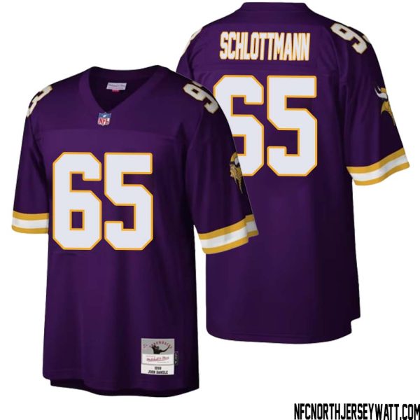 Austin Schlottmann No 65 Men Mitchell & Ness Purple Minnesota Vikings Legacy Replica Jersey