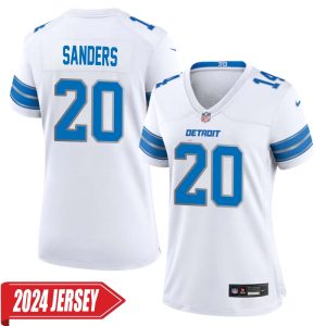 Barry Sanders No 20 Woman’s Detroit Lions Away Game 2024 Jersey – White