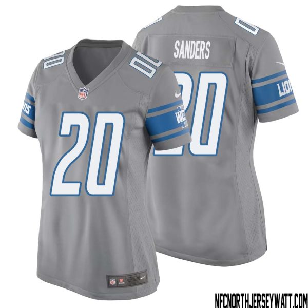 Barry Sanders No 20 Women Gray Detroit Lions Player Alternate Game Jersey – Replica
