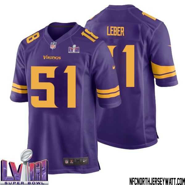 Ben Leber No 51 Minnesota Vikings Super Bowl Lviii Alternate Game Jersey Purple For Men – Replica
