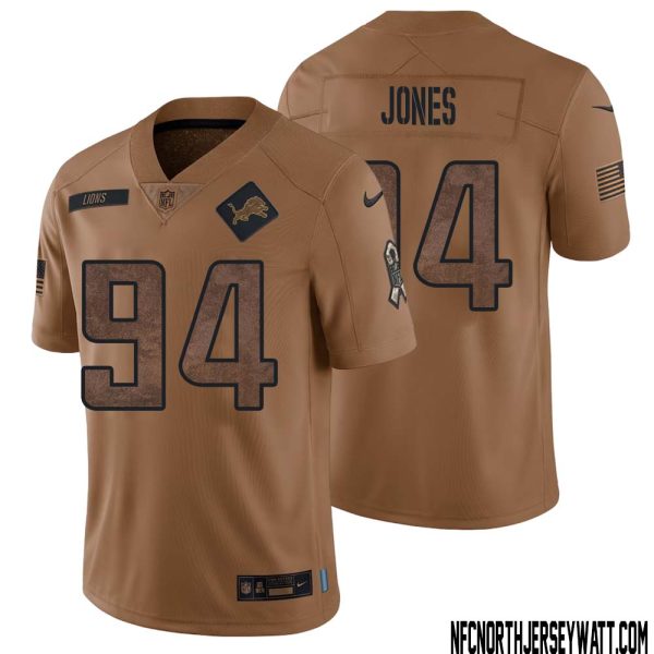 Benito Jones No 94 Men Brown Detroit Lions 2023 Salute To Service Retired Player Limited Jersey – Replica