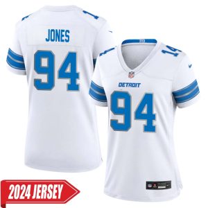 Benito Jones No 94 Woman’s Detroit Lions Away Game 2024 Jersey – White