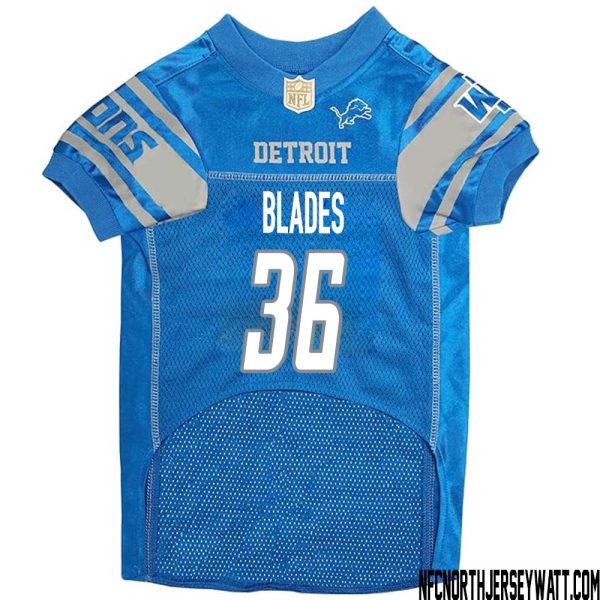 Bennie Blades No 36 Blue Detroit Lions Dog Jersey – Replica