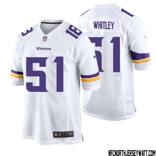 Benton Whitley No 51 Men White Minnesota Vikings Game Player Away Jersey – Replica