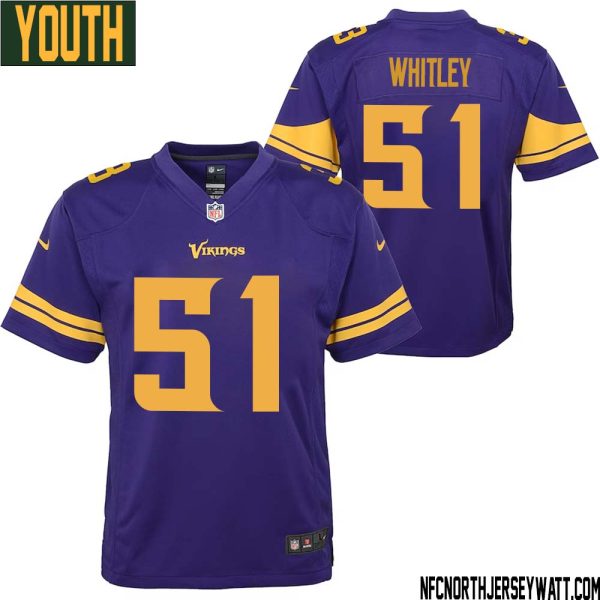 Benton Whitley No 51 Youth Purple Minnesota Vikings Color Rush Vapor Untouchable Limited Jersey- Replica