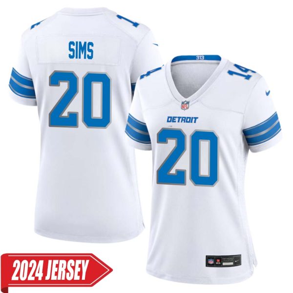 Billy Sims No 20 Woman’S Detroit Lions Away Game 2024 Jersey – White