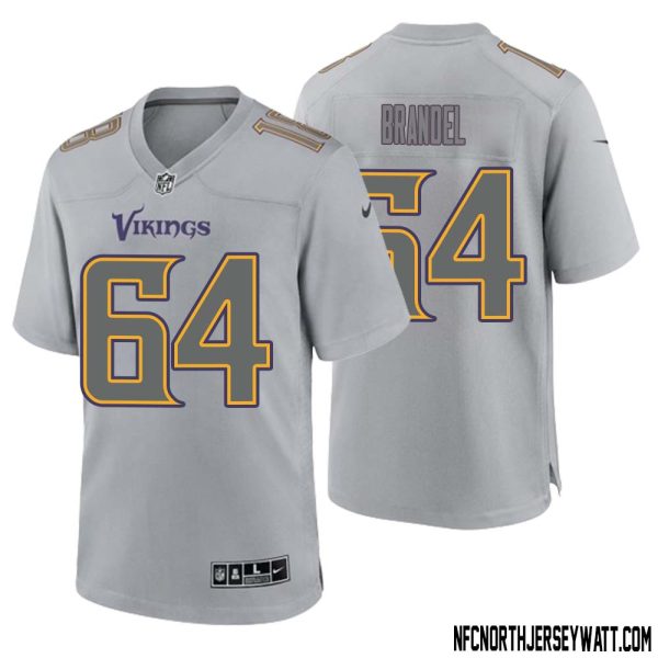 Blake Brandel No 64 Men Gray Minnesota Vikings Atmosphere Fashion Game Jersey – Replica