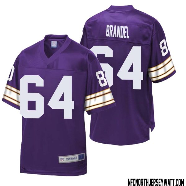 Blake Brandel No 64 Men Nfl Pro Line Purple Minnesota Vikings Retired Player Replica Jersey