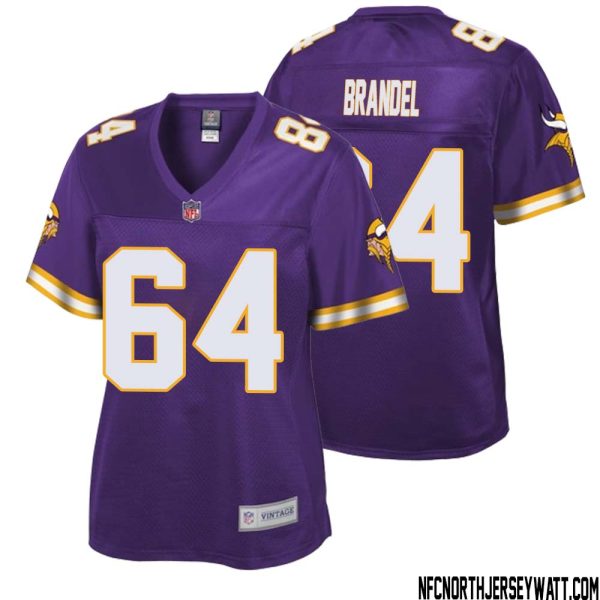 Blake Brandel No 64 Women Nfl Pro Line Purple Minnesota Vikings Retired Player Replica Jersey