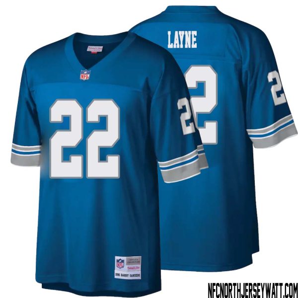 Bobby Layne No 22 Men Mitchell & Ness Blue Detroit Lions Legacy Replica Jersey