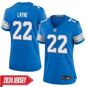 Bobby Layne No 22 Woman’s Detroit Lions Home Game 2024 Jersey – Blue