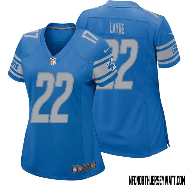 Bobby Layne No 22 Women Blue Detroit Lions Player Home Game Jersey – Replica