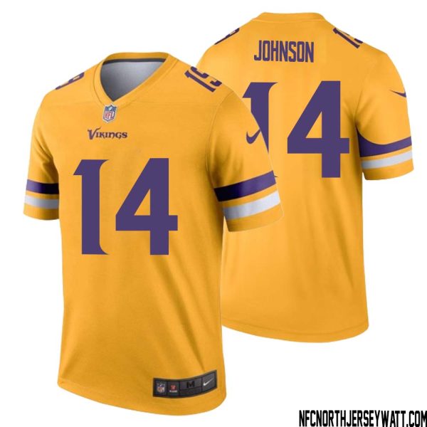 Brad Johnson No 14 Men Minnesota Vikings Gold Inverted Legend Jersey – Replica