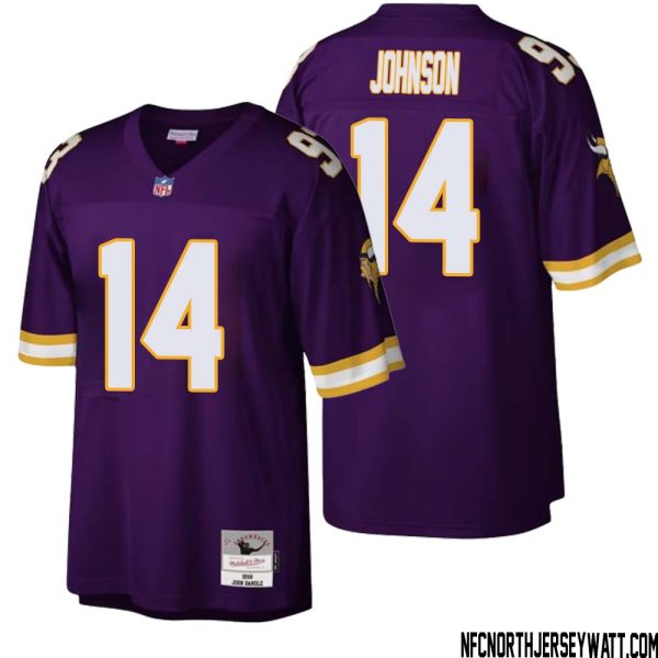 Brad Johnson No 14 Men Mitchell & Ness Purple Minnesota Vikings Legacy Replica Jersey