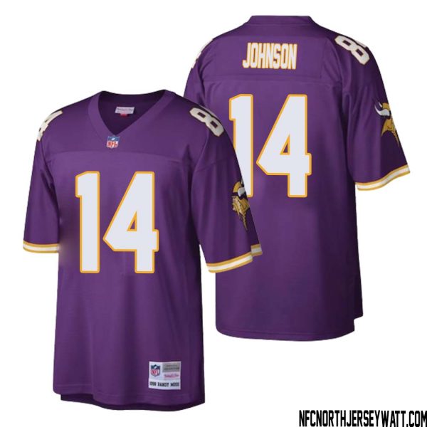 Brad Johnson No 14 Men Mitchell & Ness Purple Minnesota Vikings Retired Player Legacy Replica Jersey
