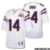 Brandon Powell No 4 Men Mitchell & Ness White Minnesota Vikings Authentic Throwback Retired Player Jersey- Replica