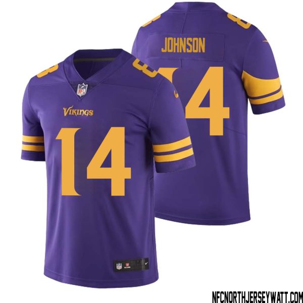 Brad Johnson No 14 Men Purple Minnesota Vikings Color Rush Vapor Untouchable Limited Jersey- Replica